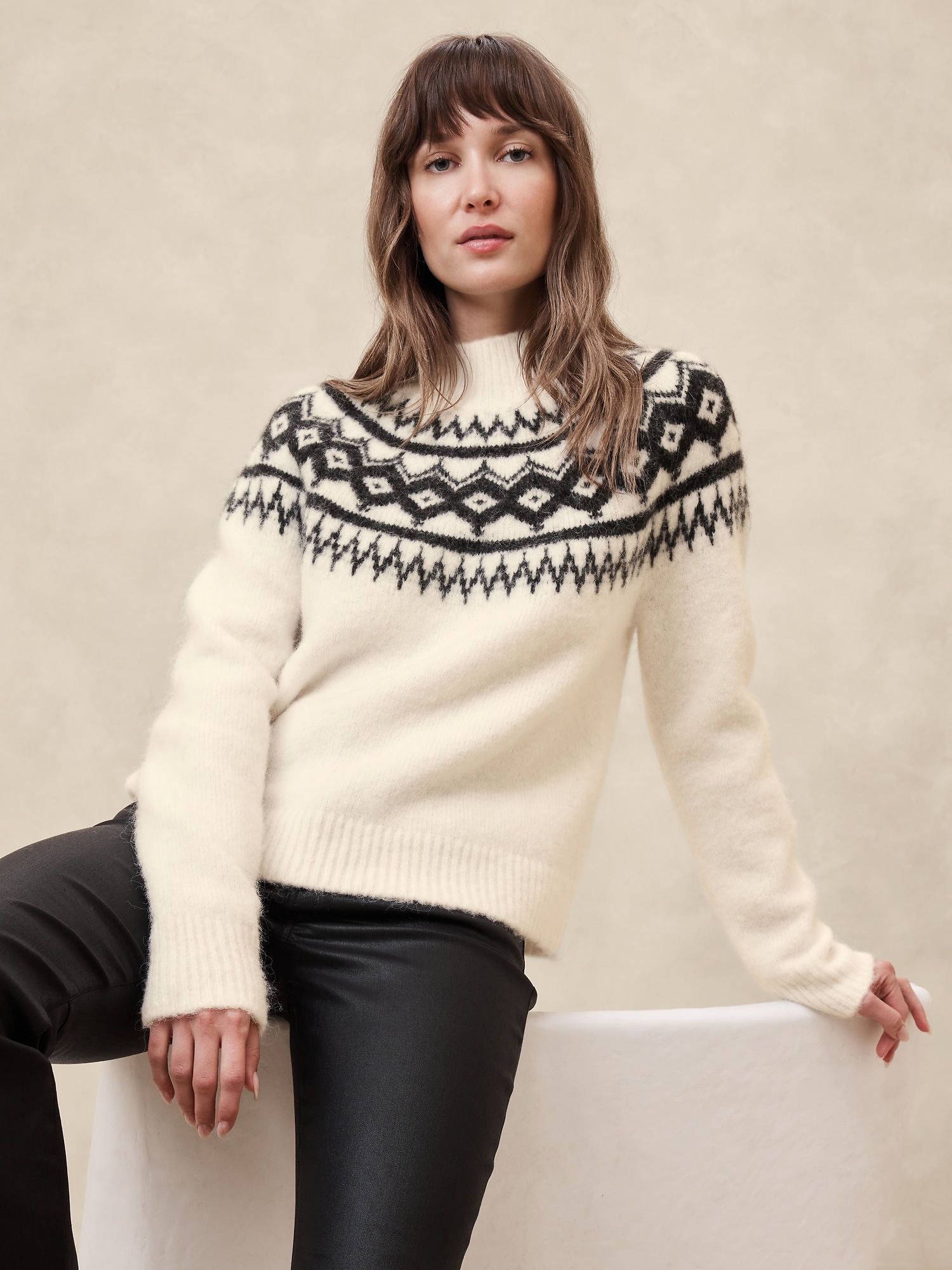 Fuzzy Mock-Neck Sweater