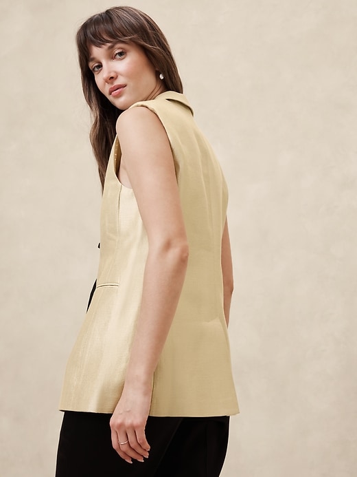 2 of 8 showing, with the color Gold of product Metallic Twill Suiting Vest