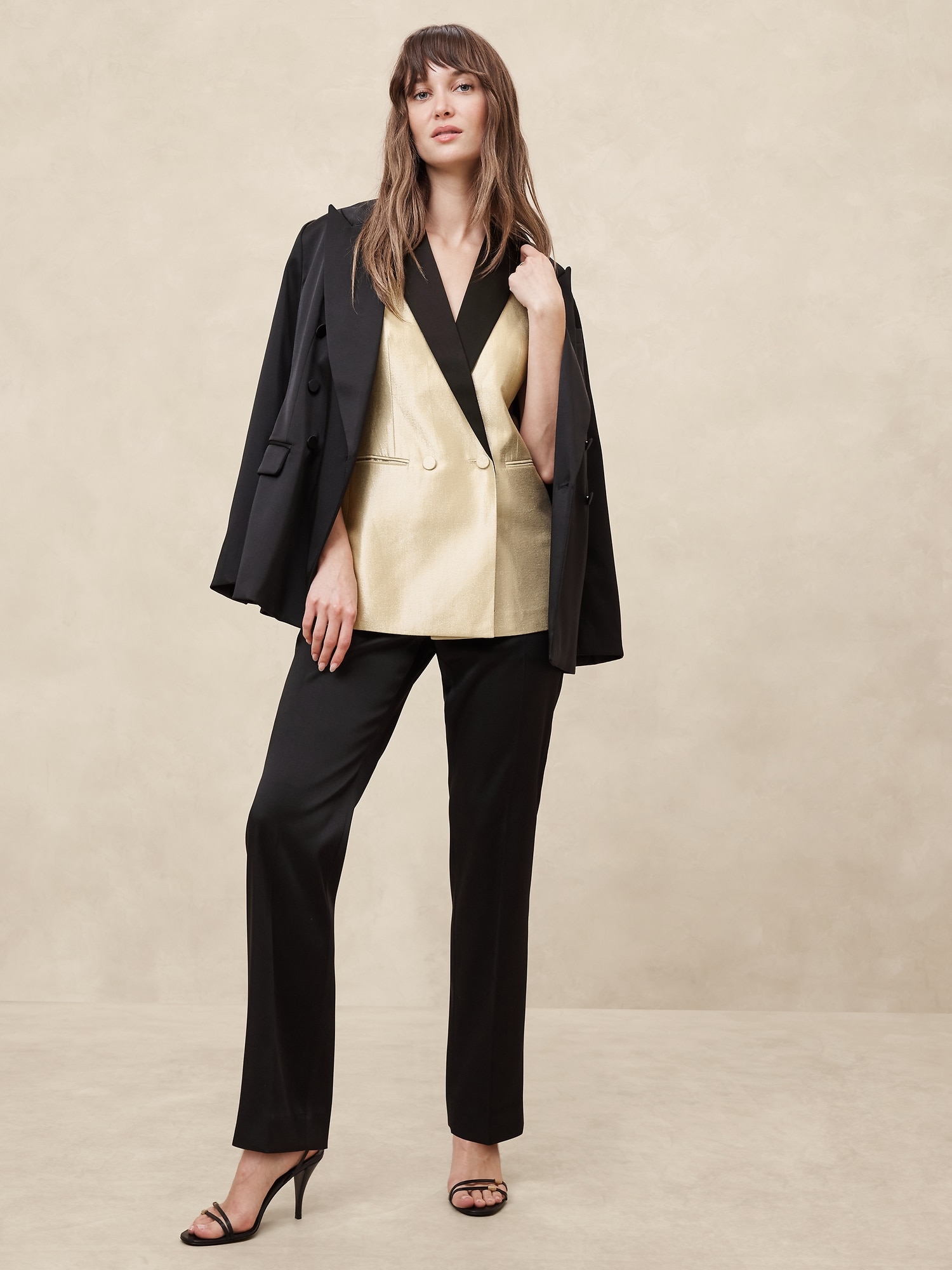 Metallic Twill Suiting Vest