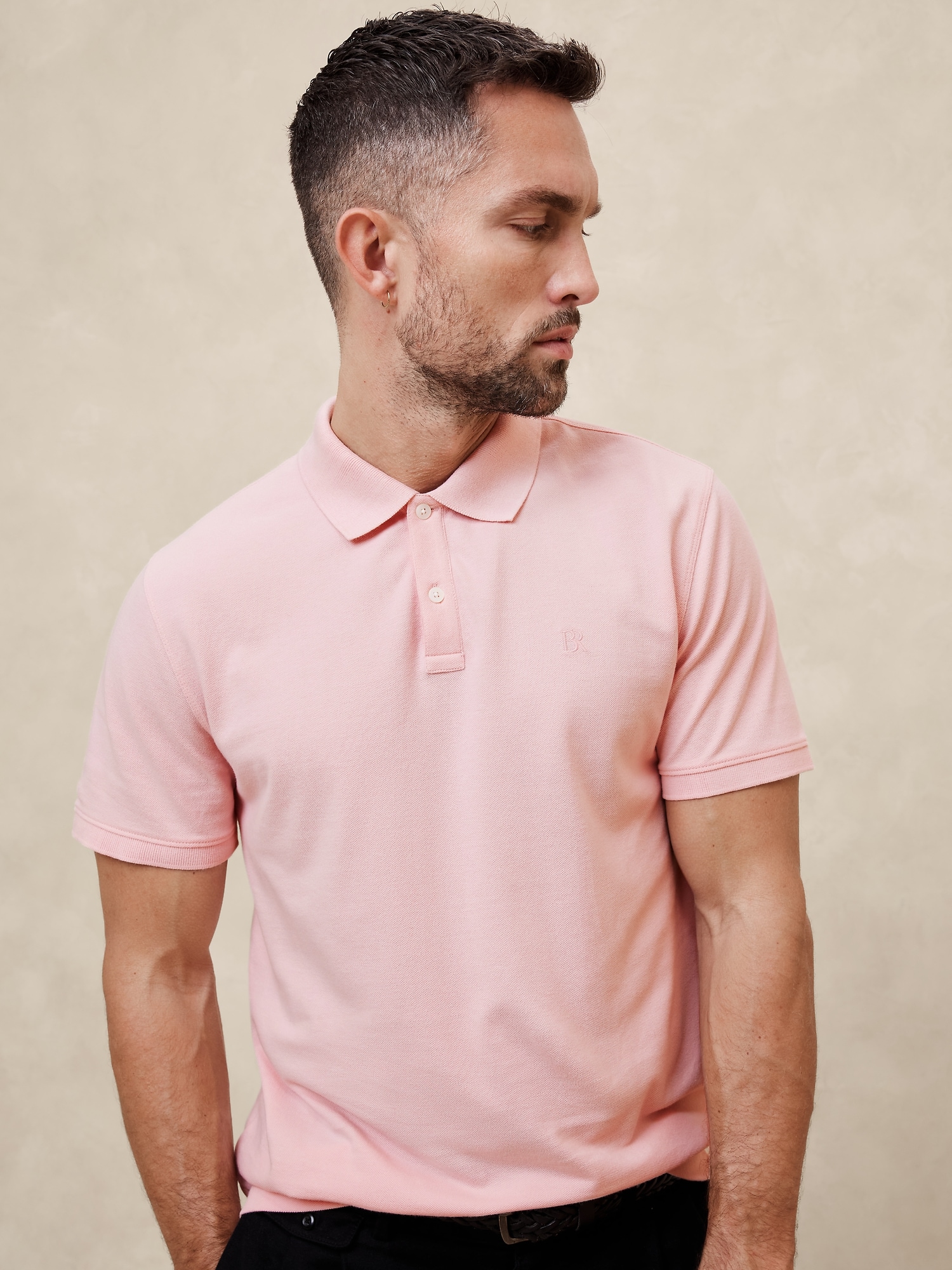 Cotton Monogram Pique Polo - Pink