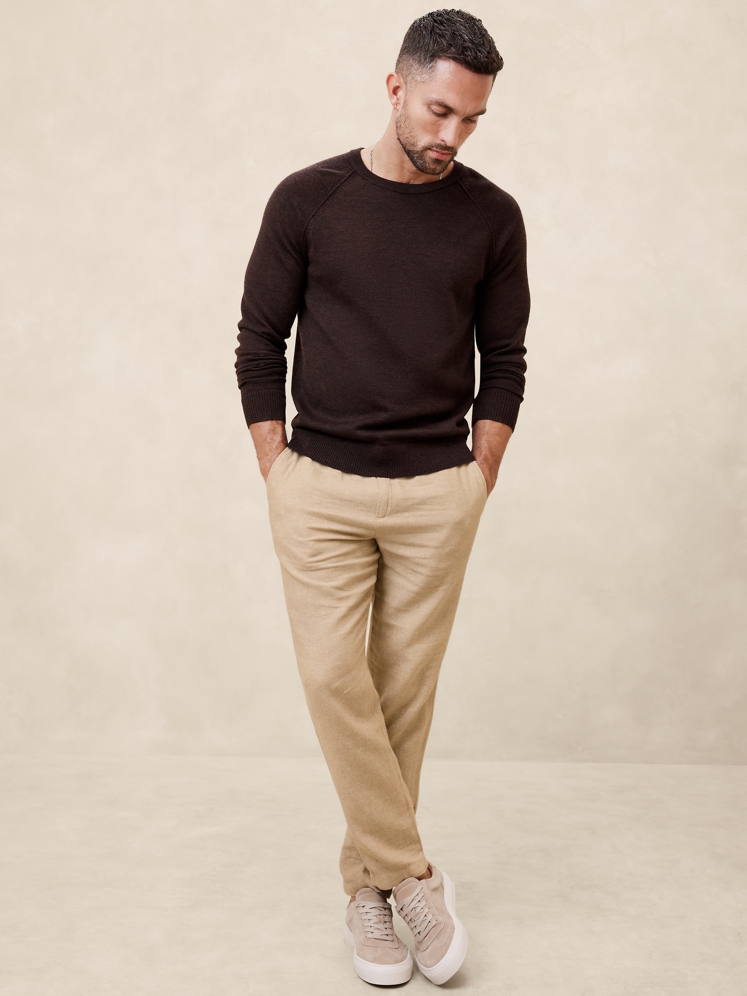 Athletic-Fit Linen-Blend Pant