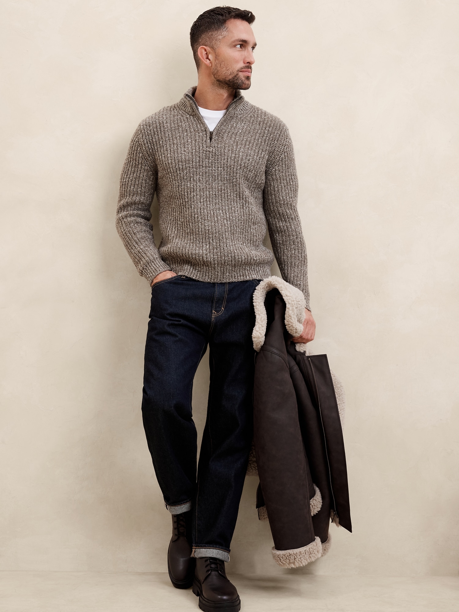 Marled Half-Zip Sweater