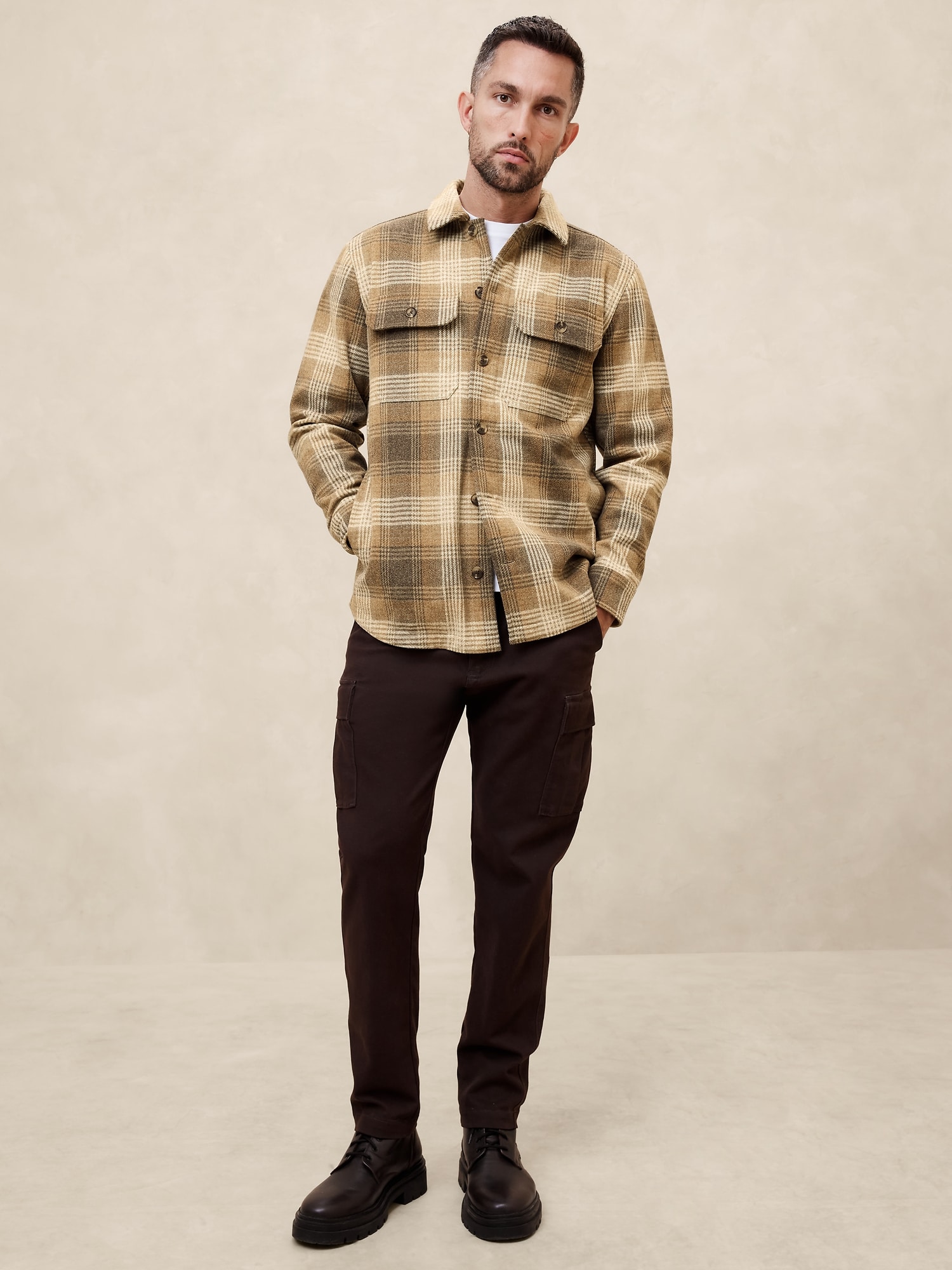 Melton Plaid Shirt Jacket