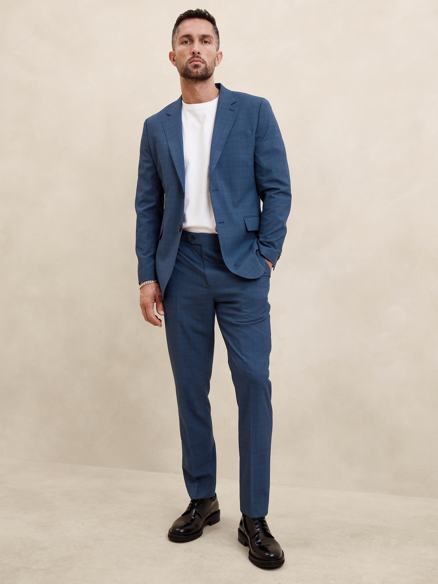 Tailored Blue Glen Plaid Suit Trouser