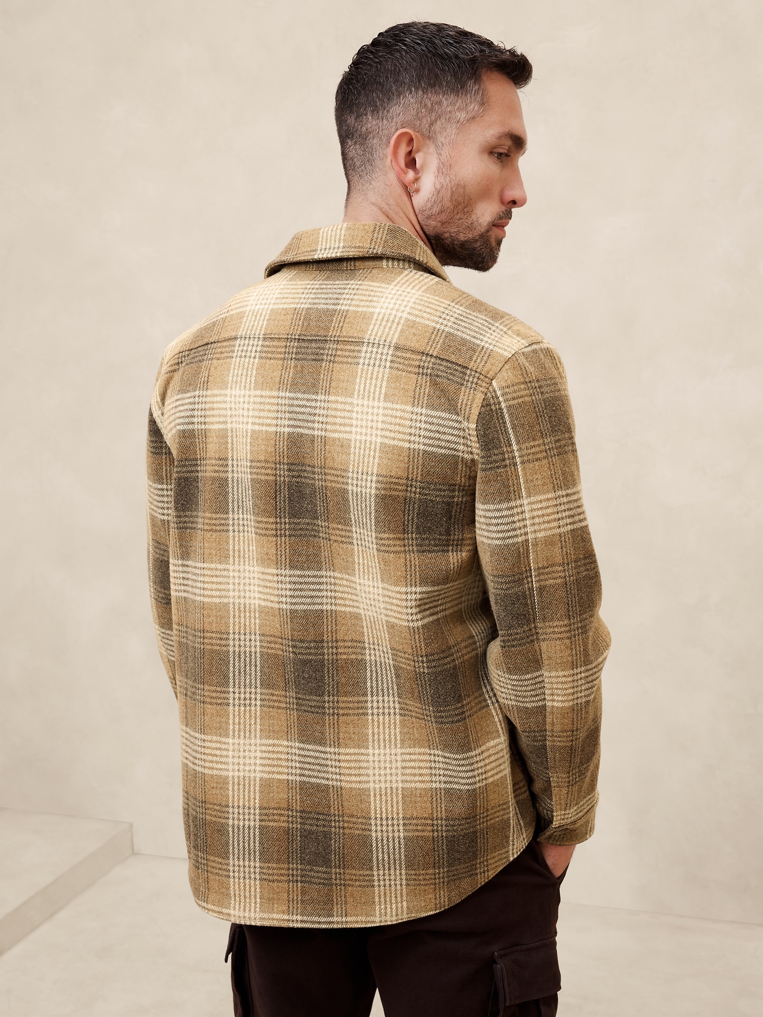 Melton Plaid Shirt Jacket