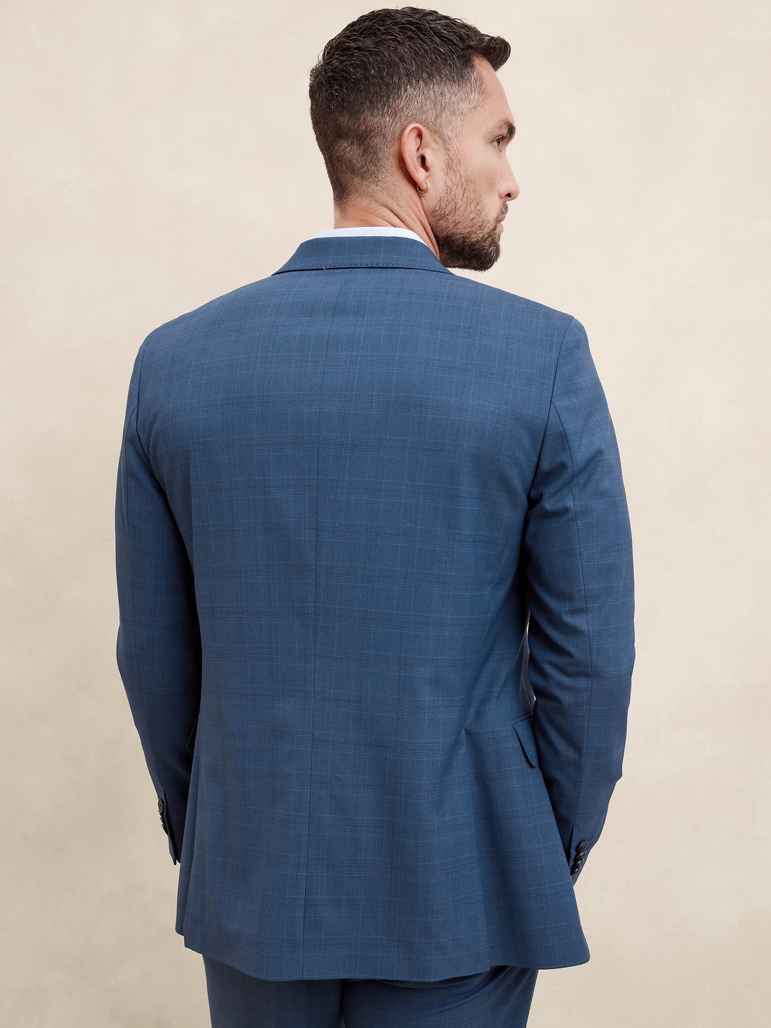 Tailored Blue Glen Plaid Suit Jacket