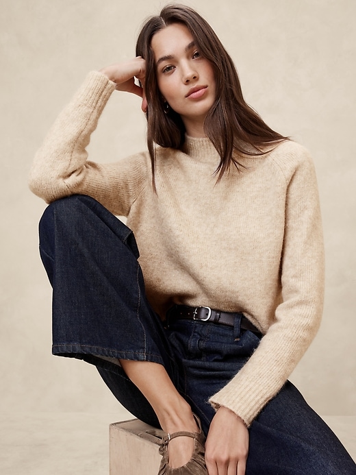 Fuzzy Mock-Neck Sweater | Banana Republic Factory