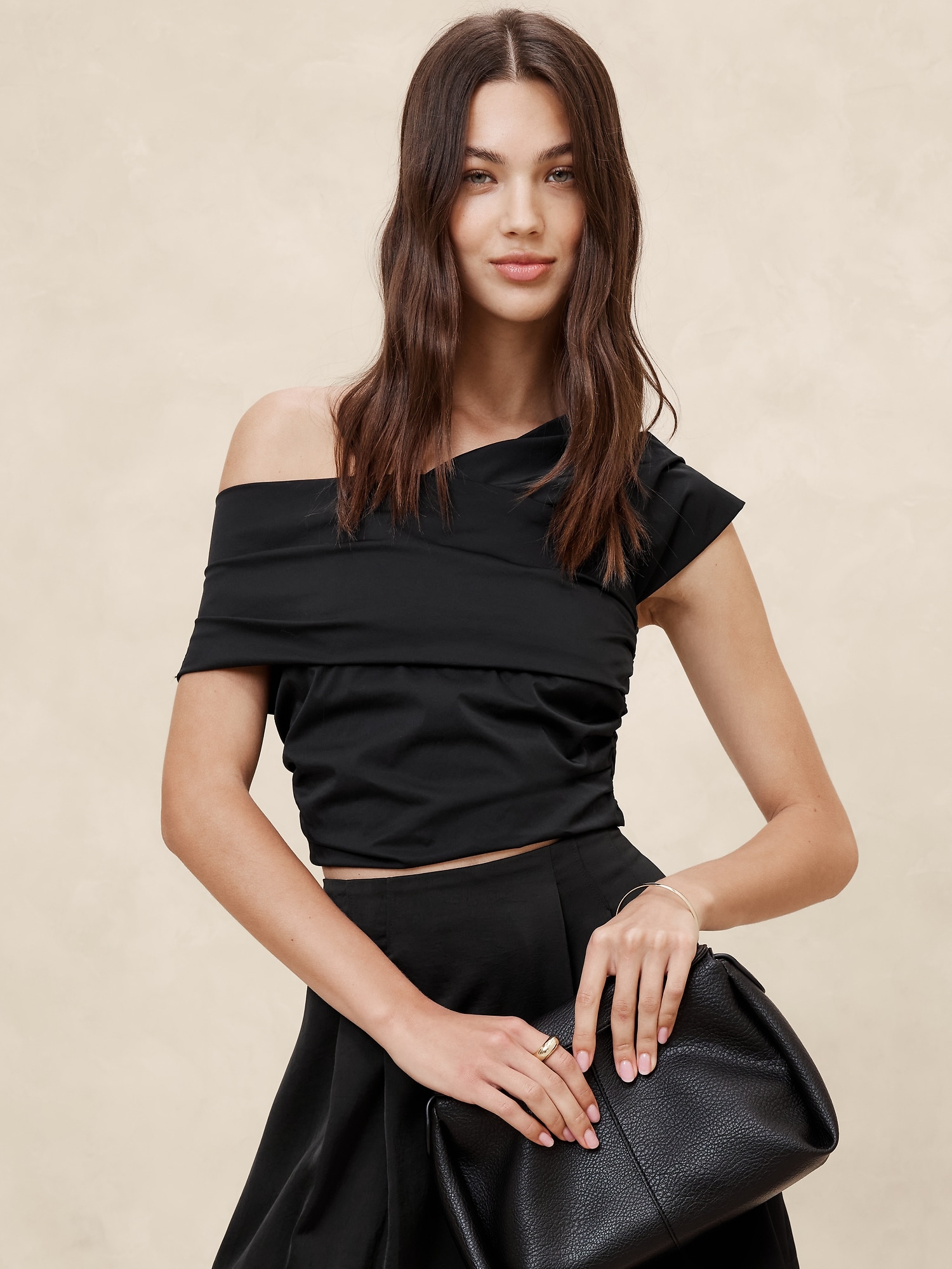 Taffeta Cropped Top - Black