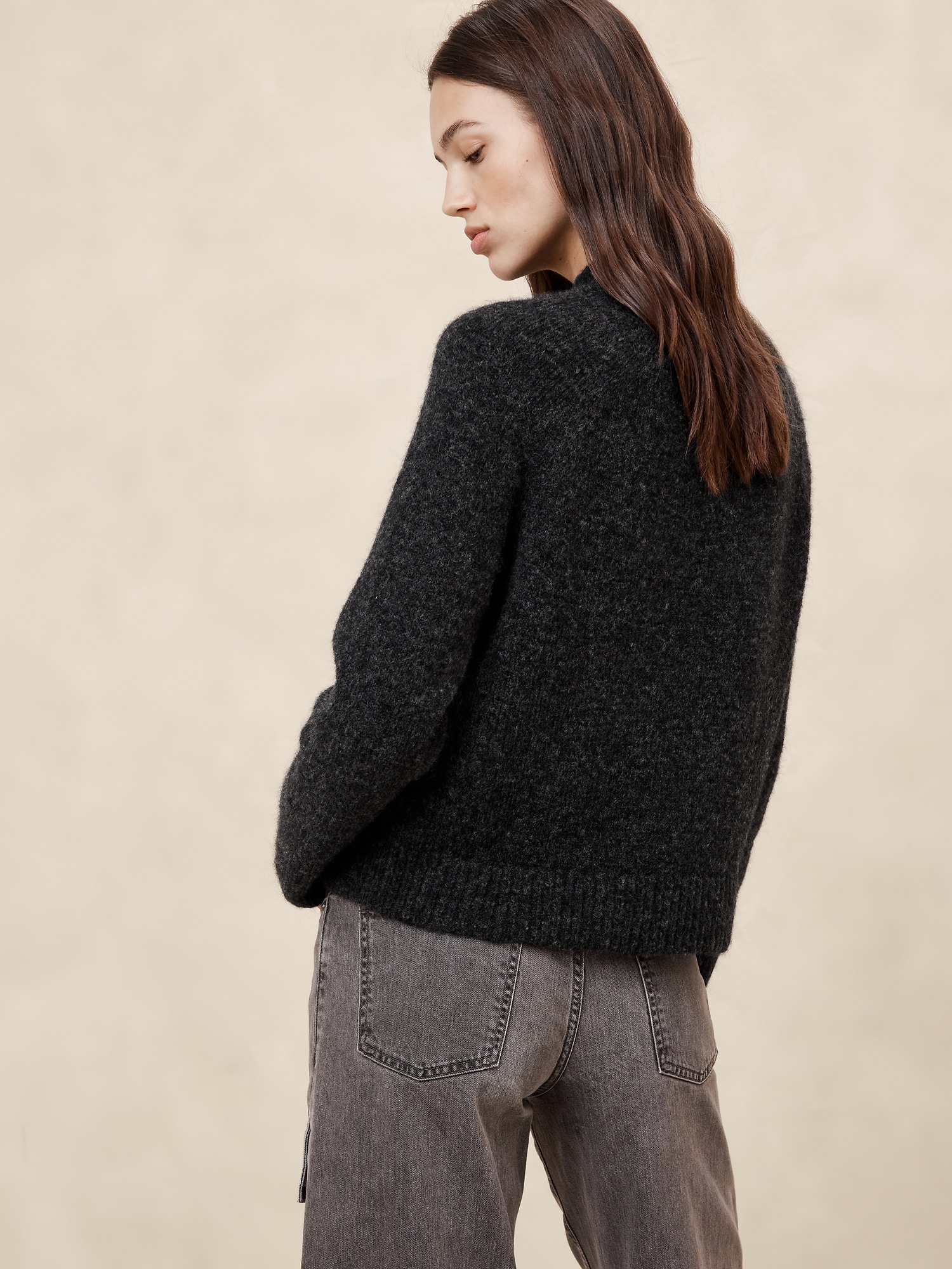 Fuzzy Mock-Neck Sweater