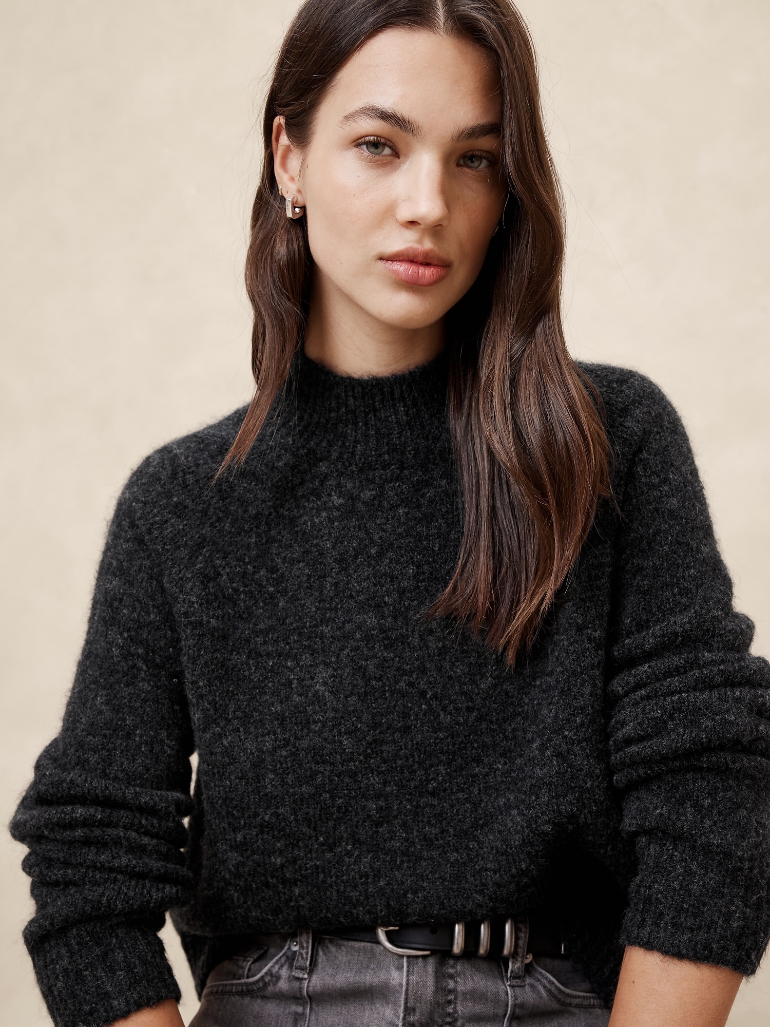 Fuzzy Mock-Neck Sweater