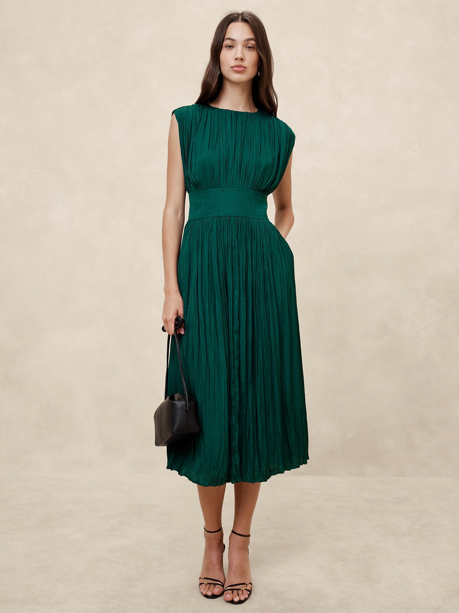 Pleated Midi Dress