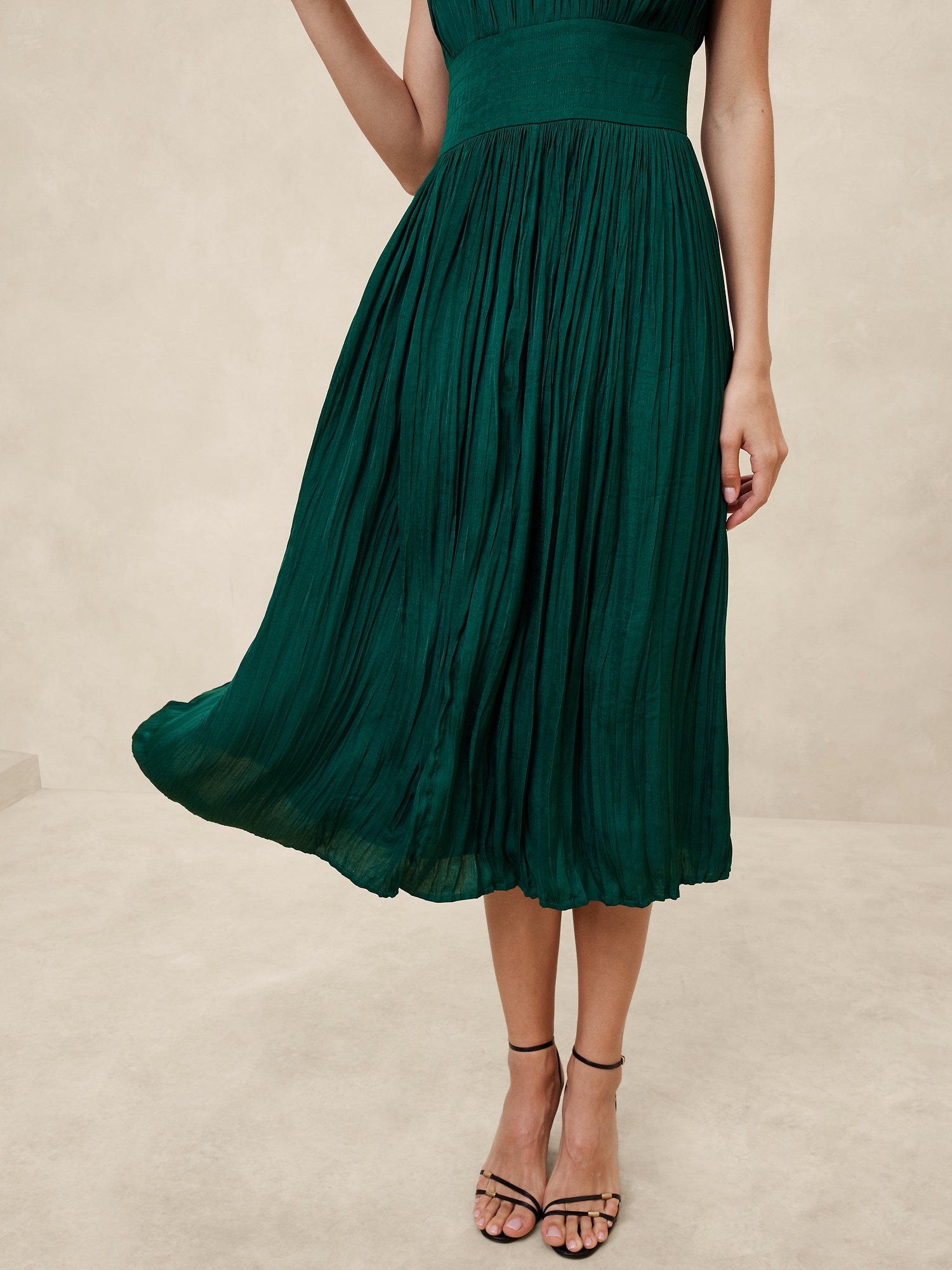 Pleated Midi Dress