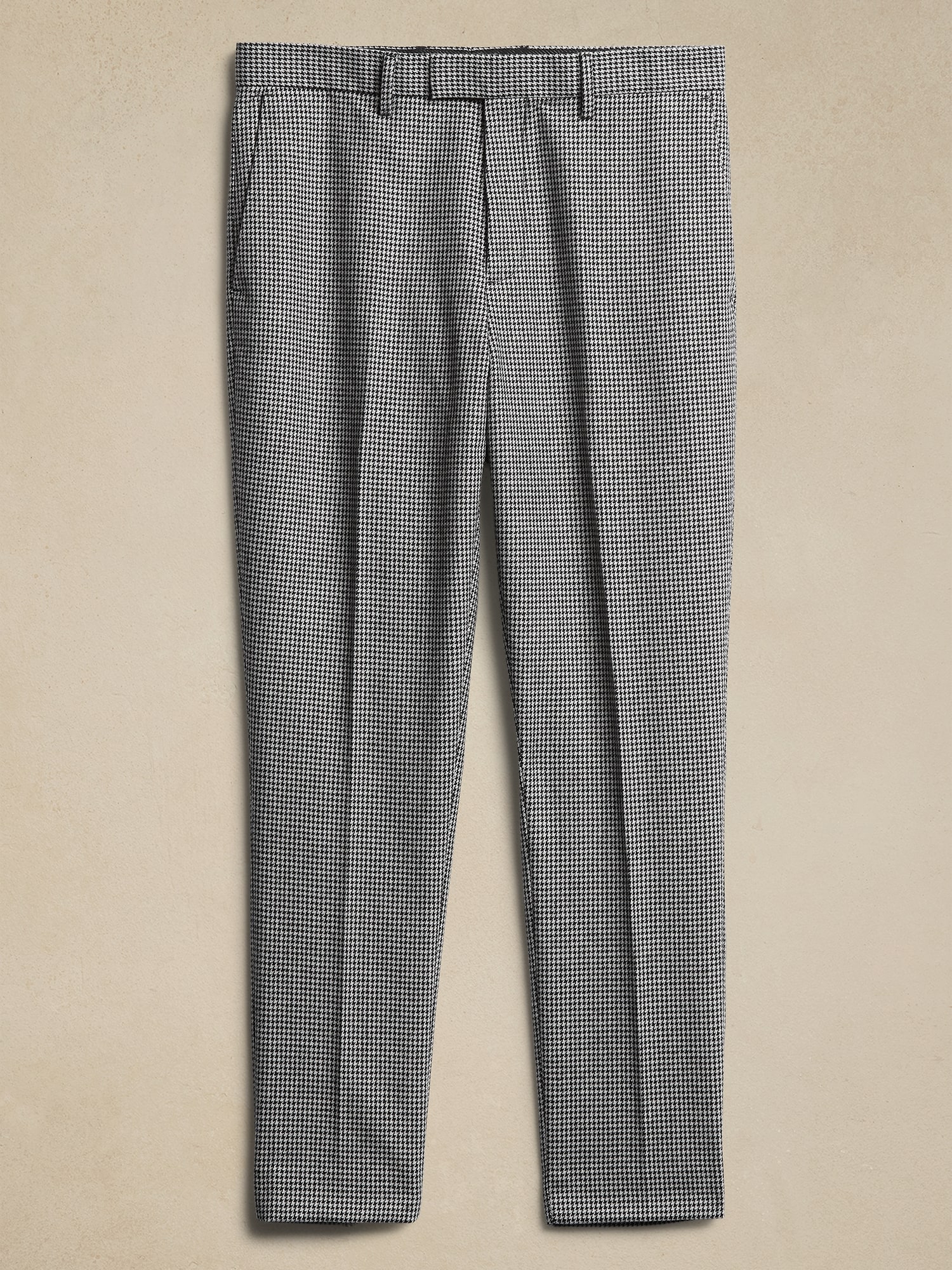 Tailored-Fit Houndstooth Suit Trouser - Black