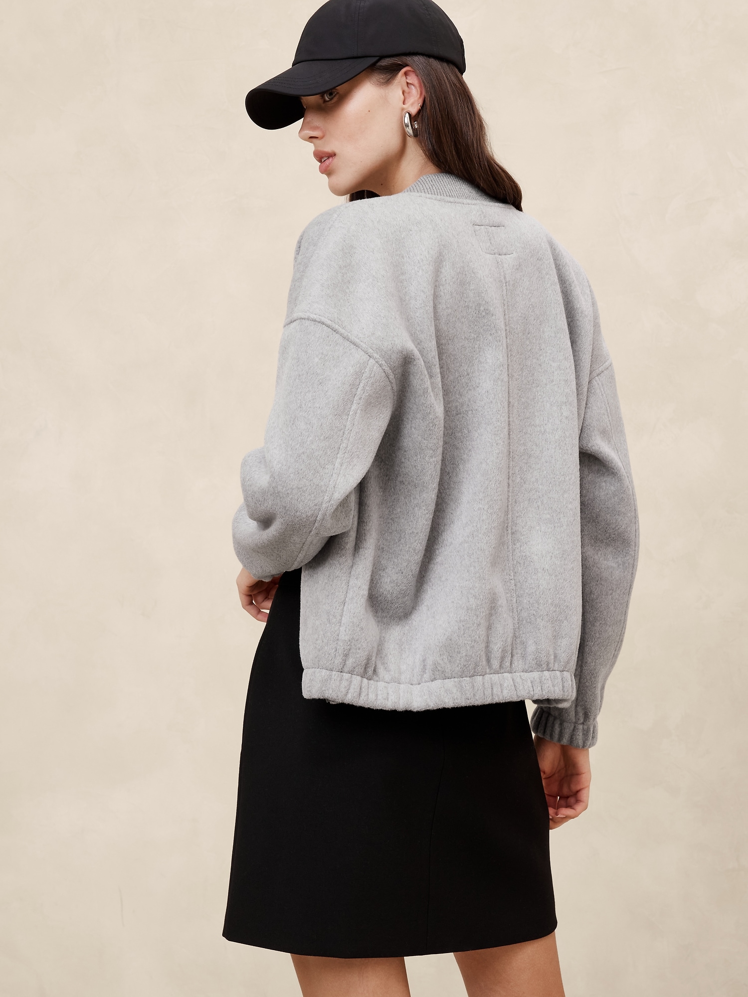 Knit Melton Bomber Jacket