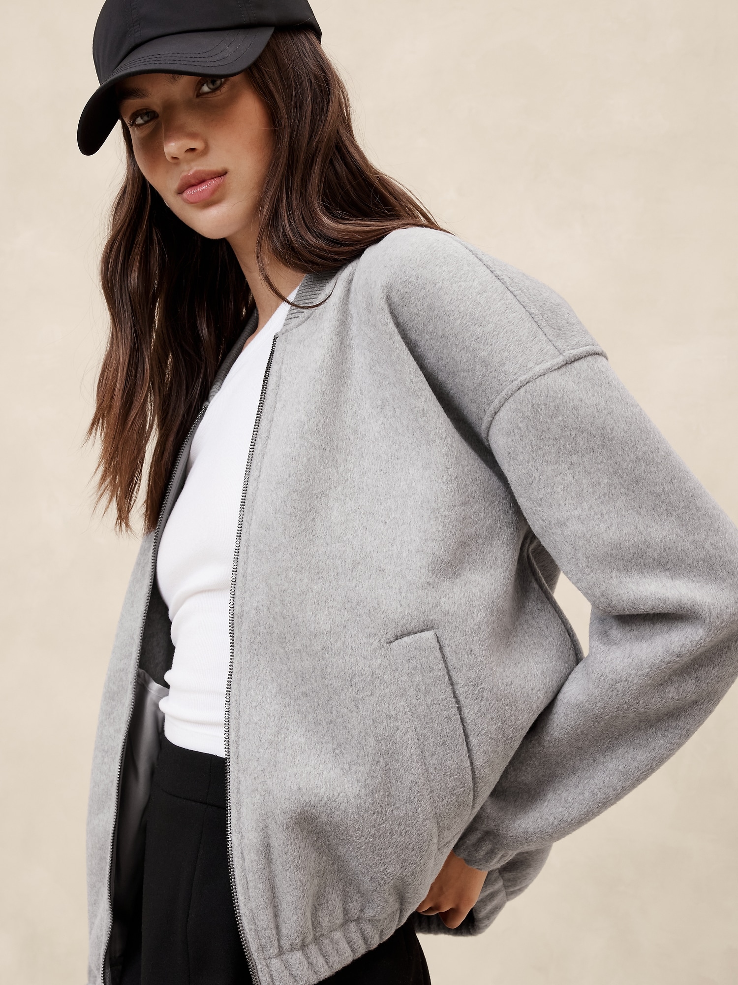 Knit Melton Bomber Jacket