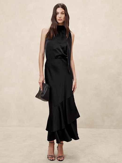 banana republic satin tiered maxi dress Banana Republic Linen-Silk Tiered Maxi Dress - Pink Floral
