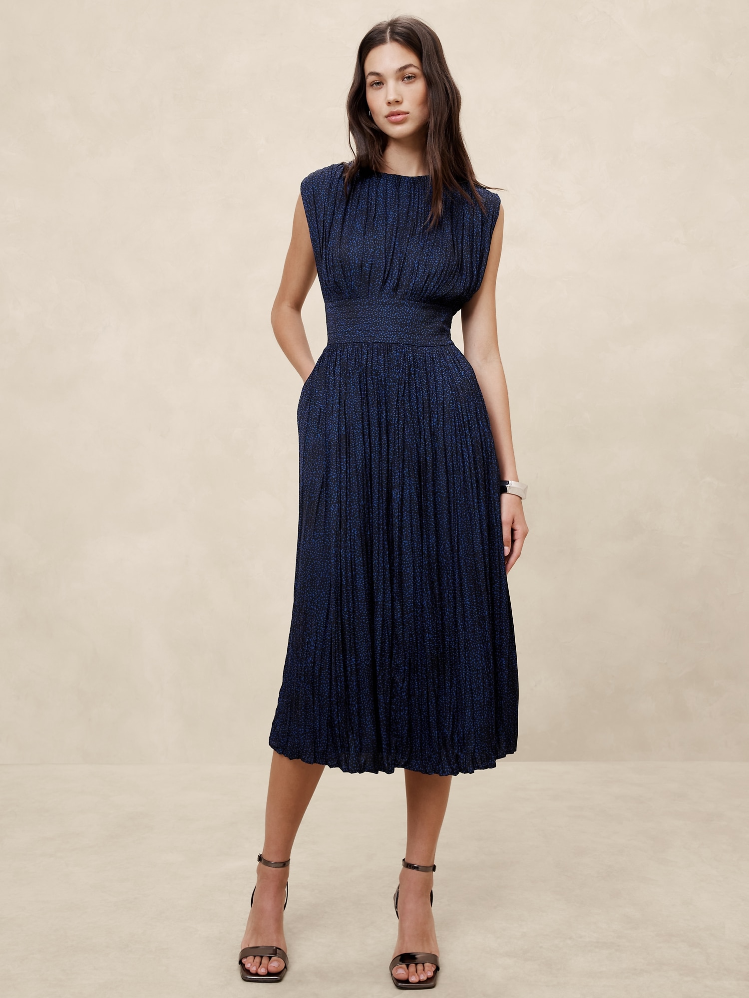 Pleated Midi Dress