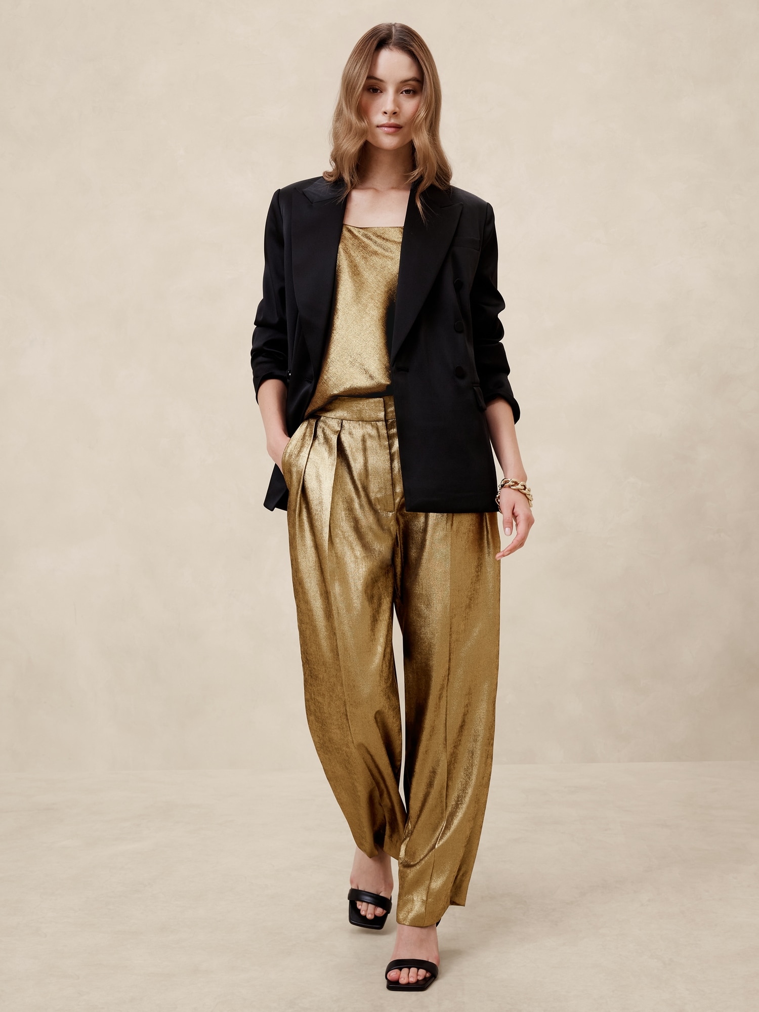 Relaxed Lamé Trouser