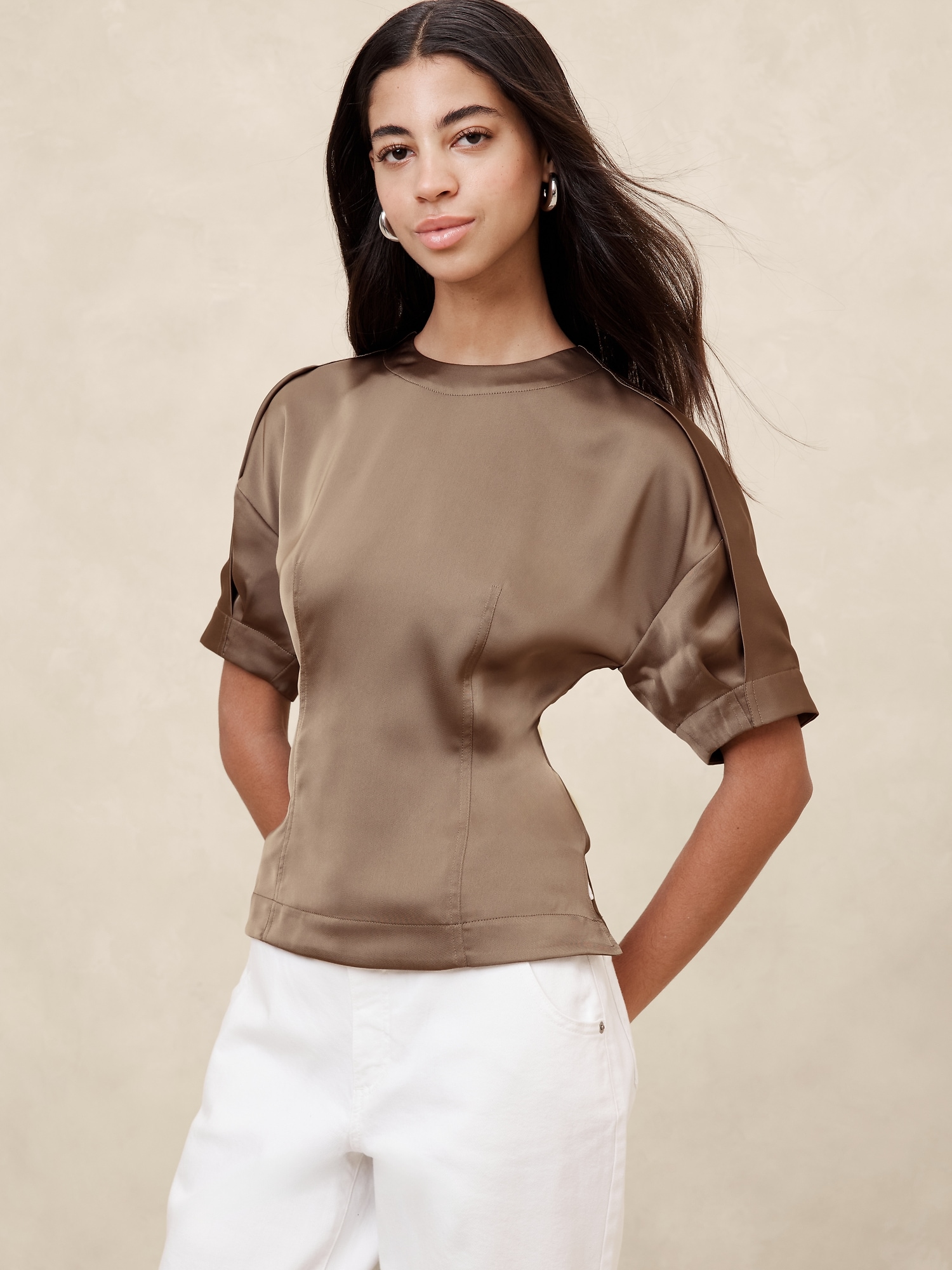 Double Satin Seamed Blouse