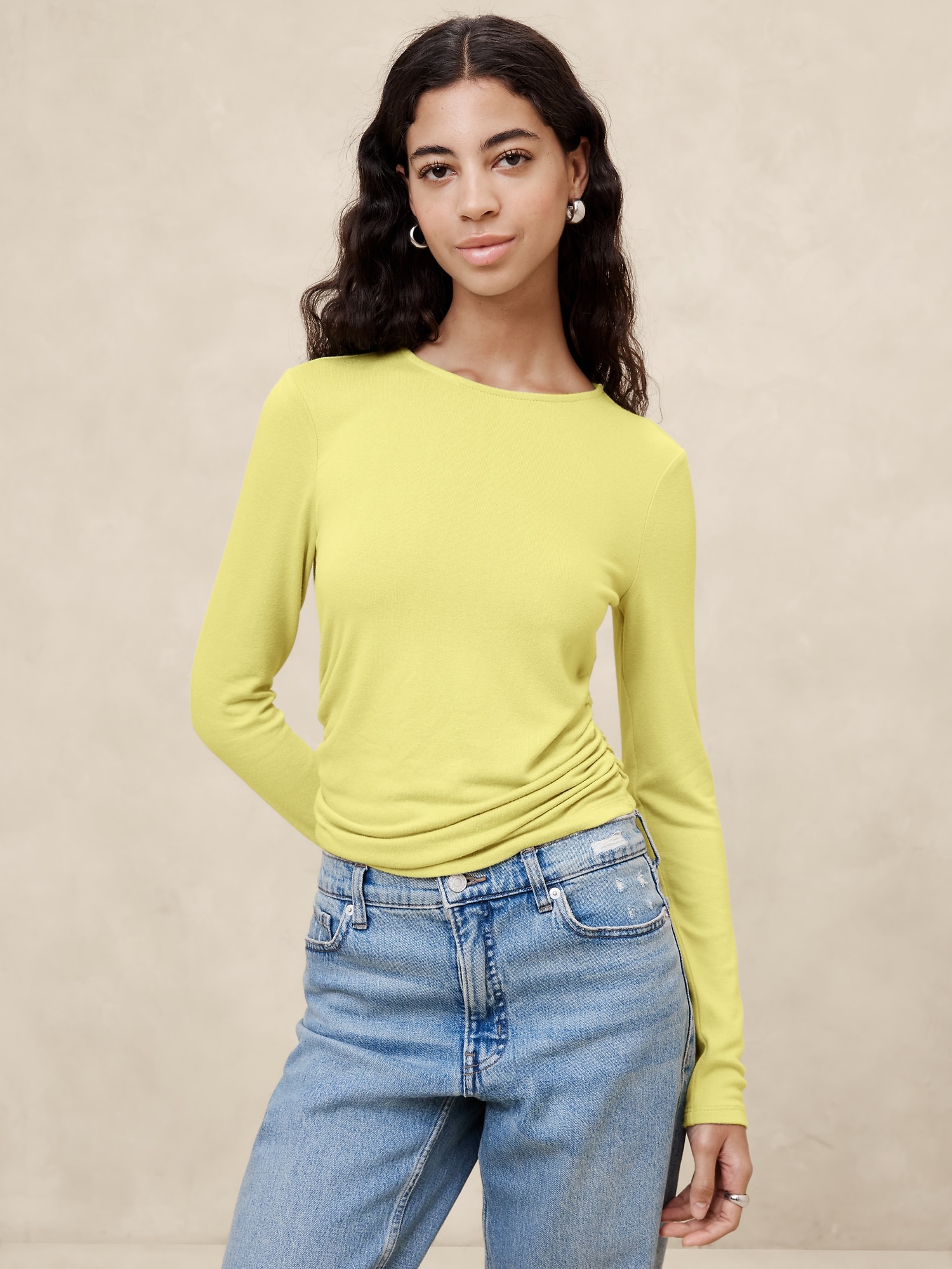 Soft Luxe Shirred-Waist Top