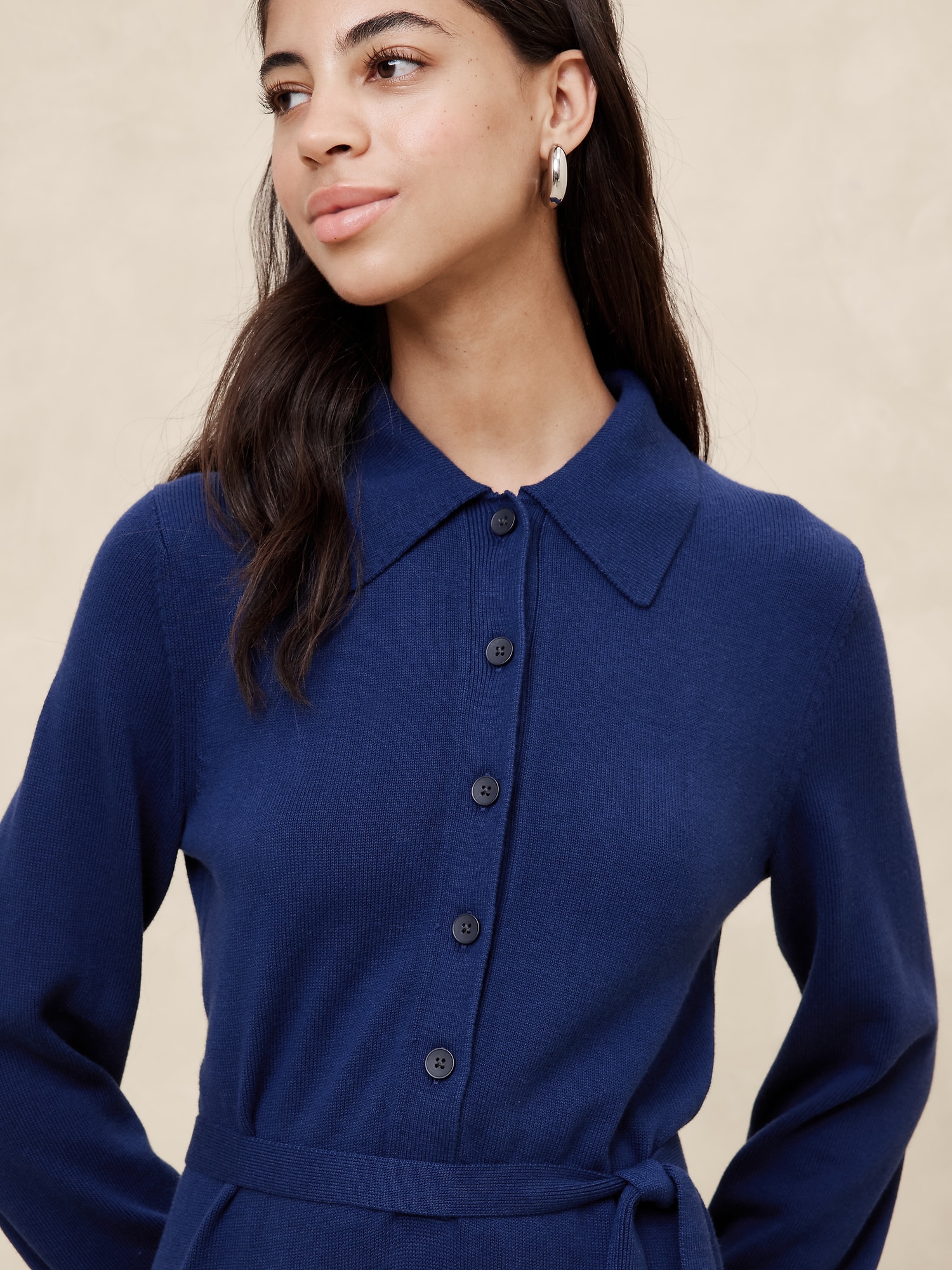 Buttoned Midi Sweater Dress