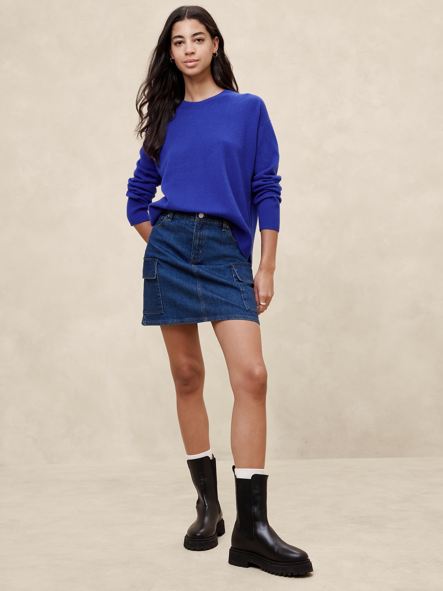 Merino-Cashmere Pullover Sweater - Blue