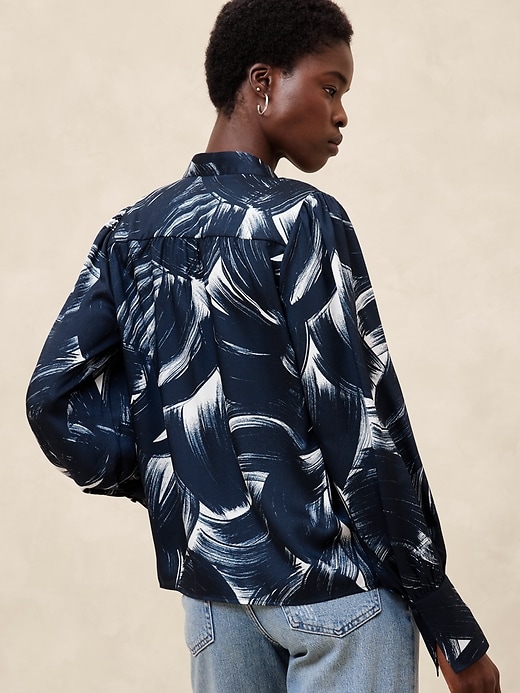 Crepe Volume-Sleeve Blouse | Banana Republic Factory