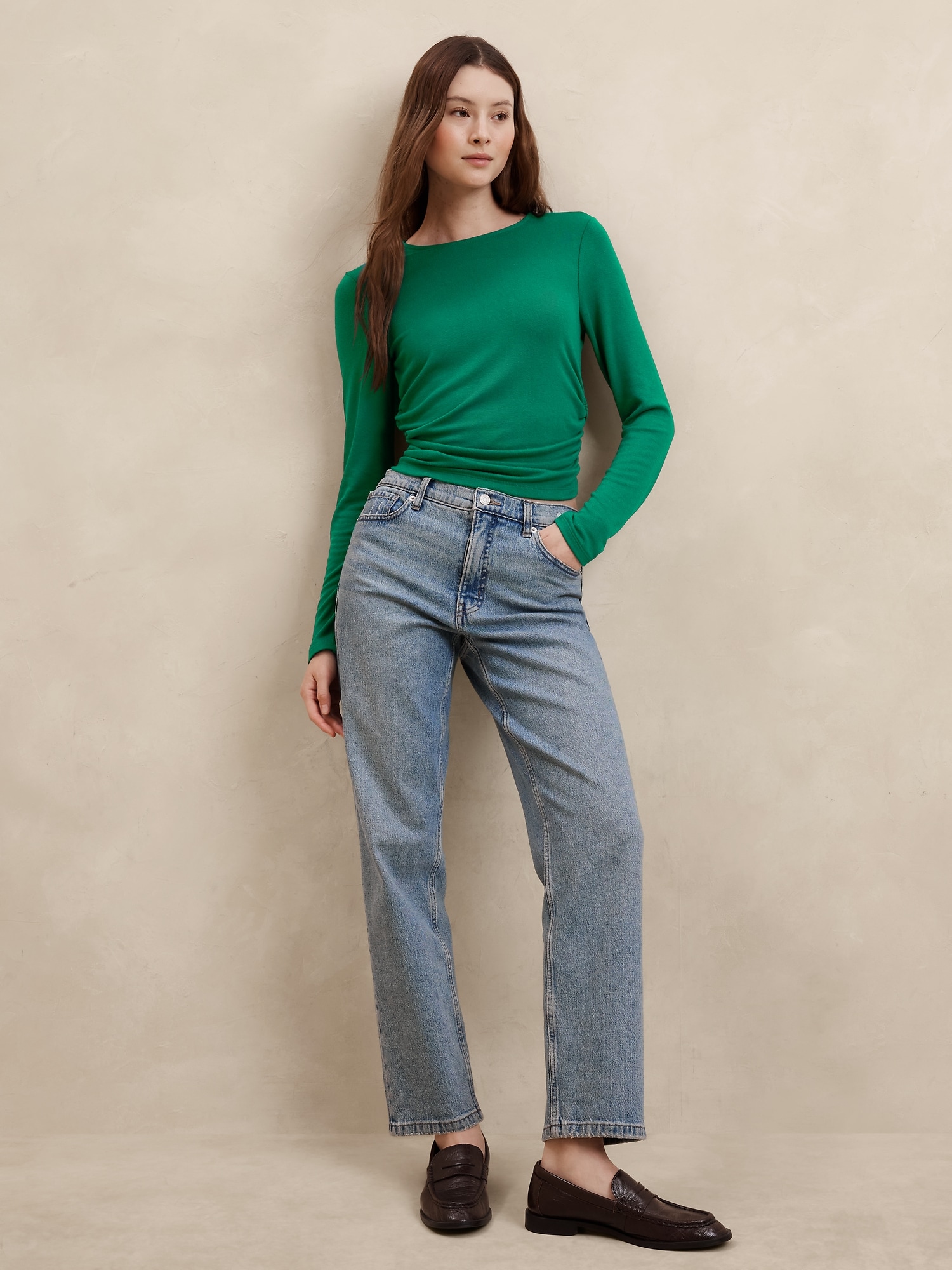 Soft Luxe Shirred-Waist Top