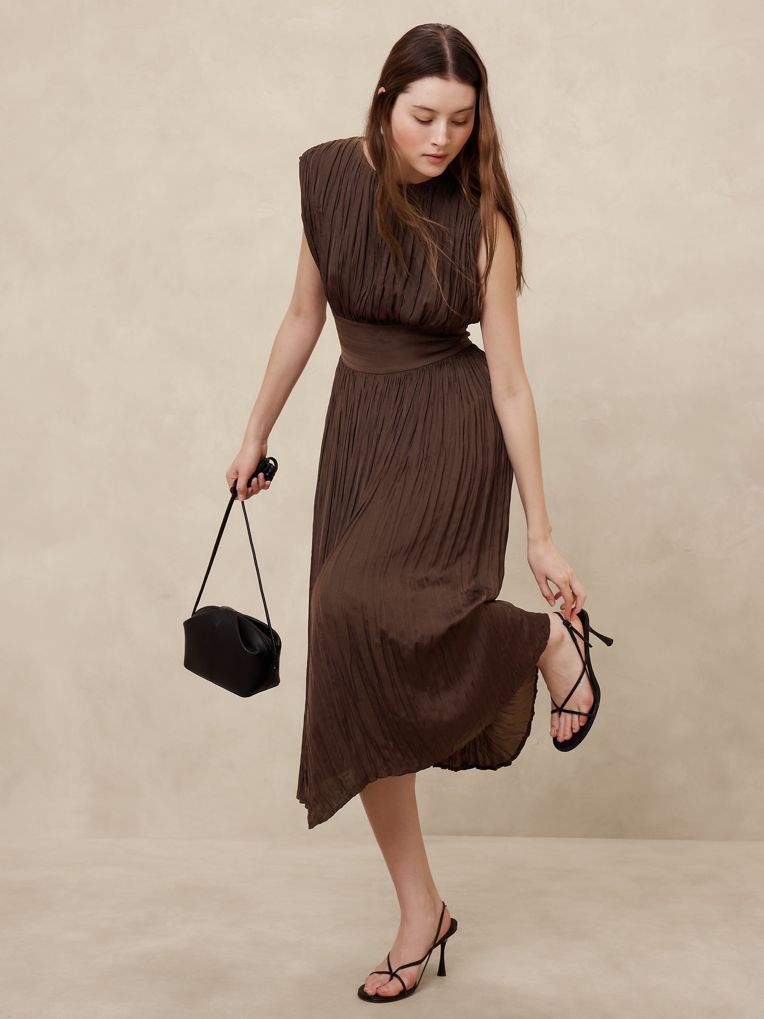 Pleated Midi Dress