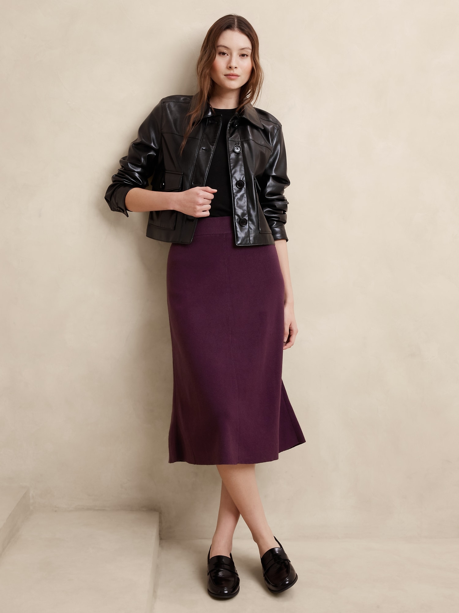 A-Line Midi Sweater Skirt