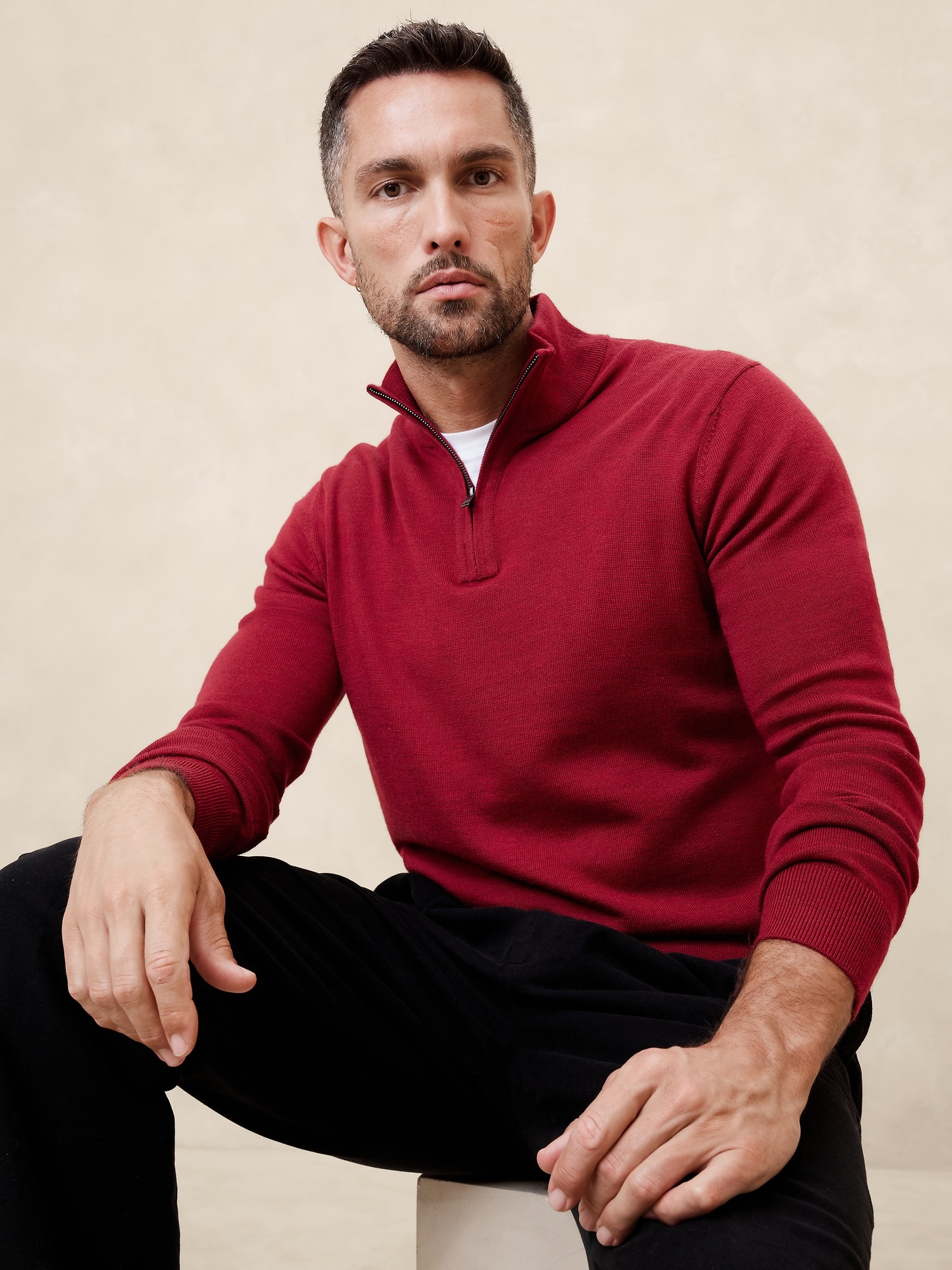 Merino Wool Quarter-Zip Sweater