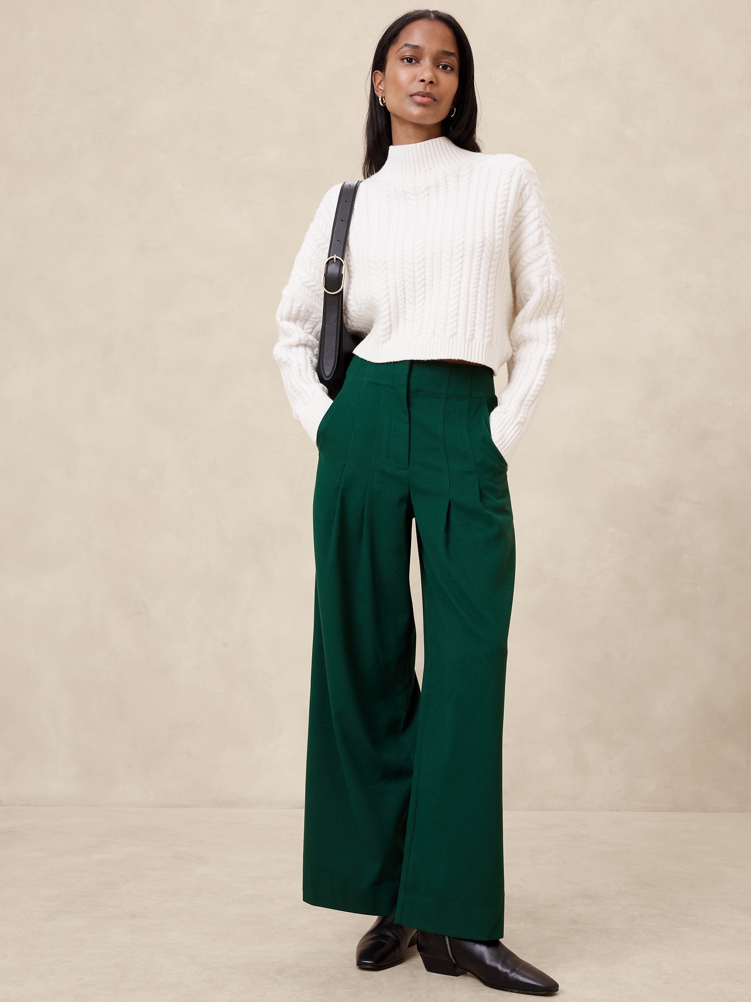 Ultra High-Rise Wide-Leg Flannel Trouser