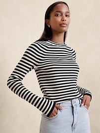 Ribbed Crew-Neck Pullover Sweater