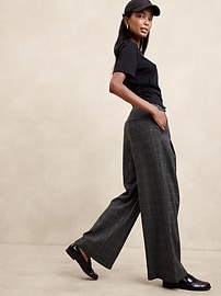 Ultra High-Rise Flannel Wide-Leg Trouser