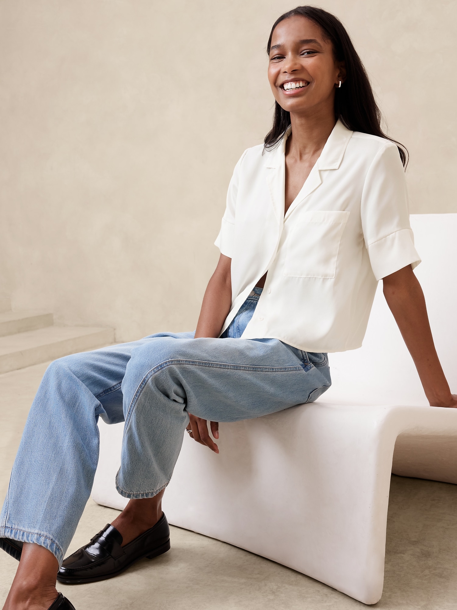 Silky Cropped Shirt