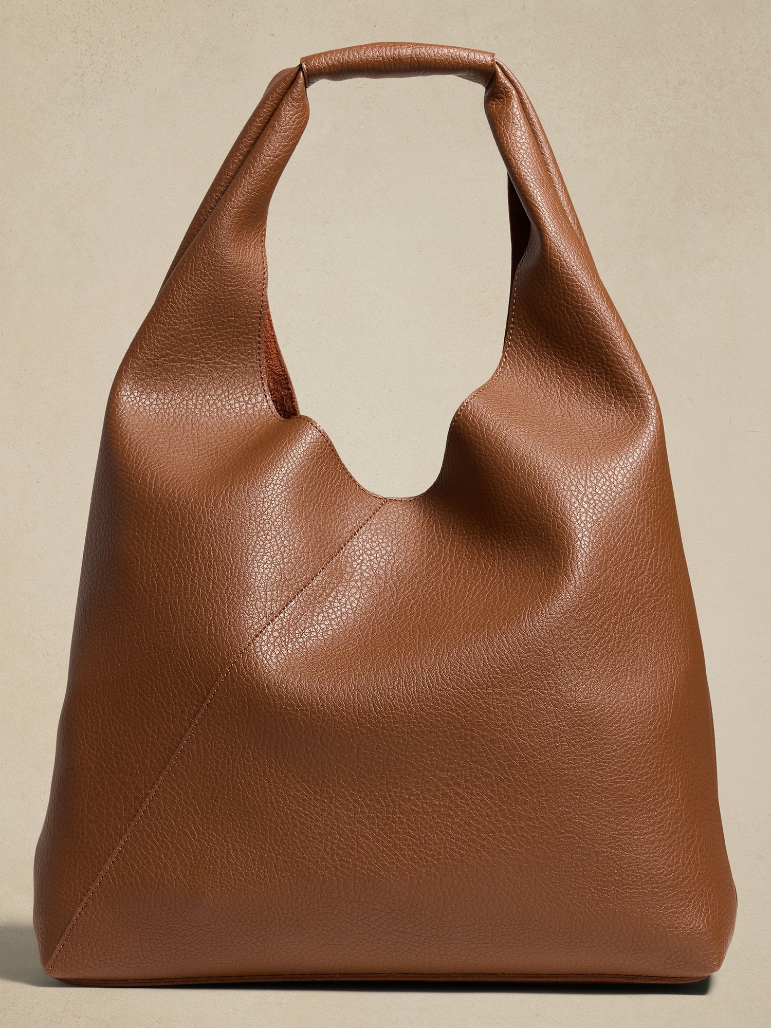 Vegan Leather Slouchy Tote - Brown