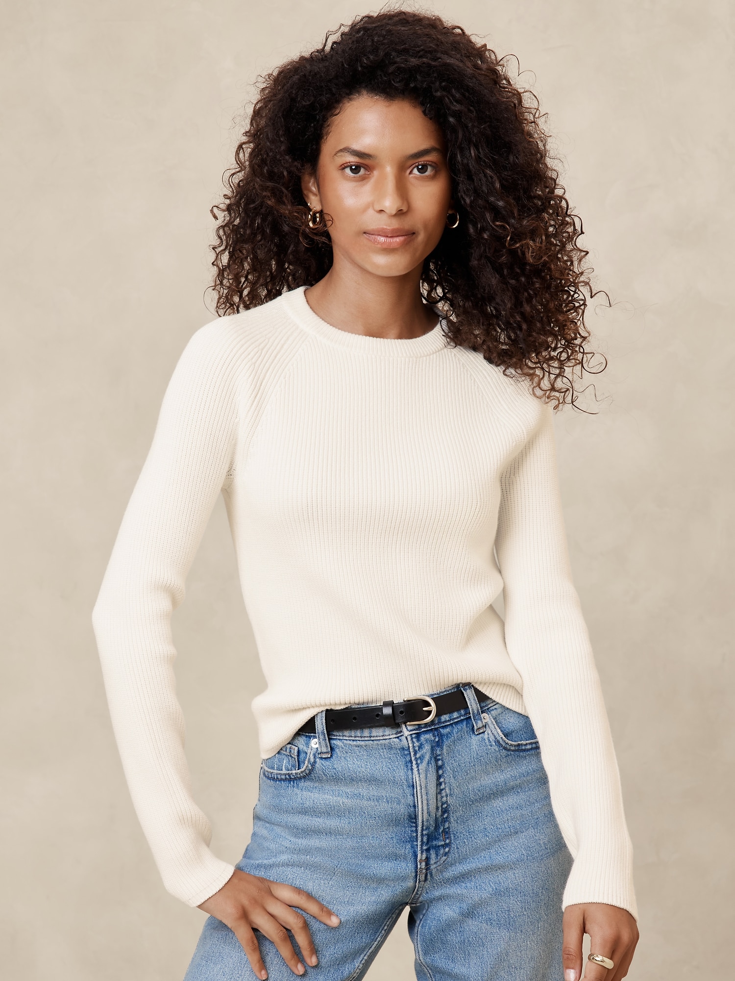 Ribbed Crew-Neck Pullover Sweater