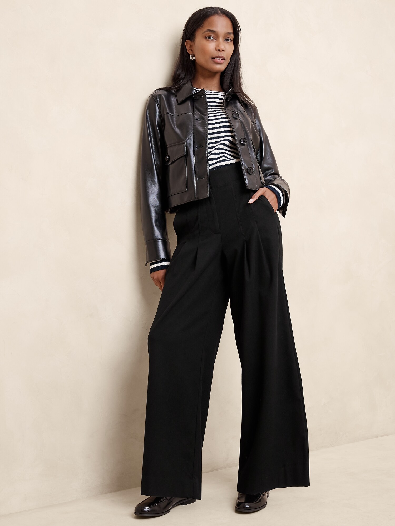 Ultra High-Rise Wide-Leg Flannel Trouser