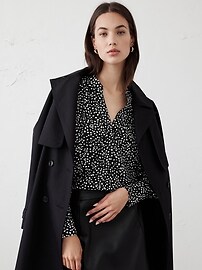 Crepe Volume-Sleeve Blouse
