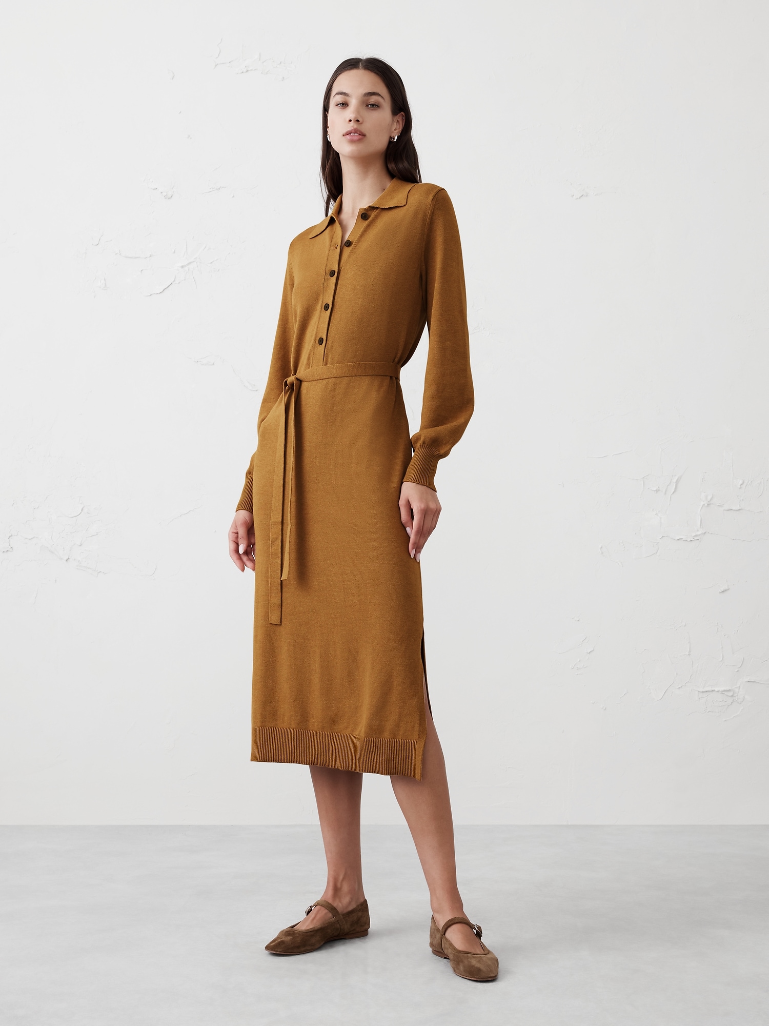 Buttoned Midi Sweater Dress