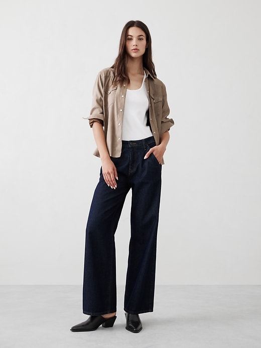 Vegan Suede Western Shirt | Banana Republic Factory