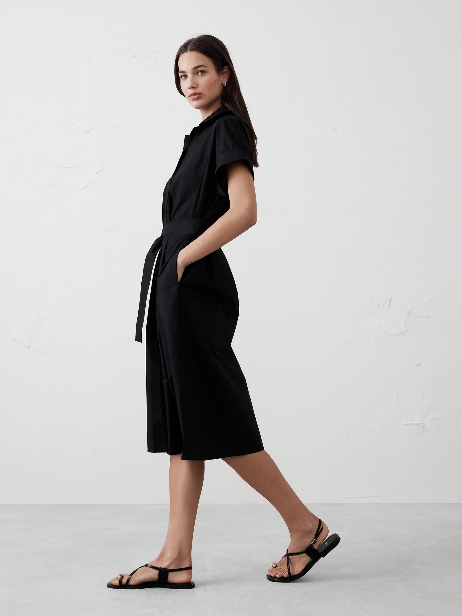 Tie-Waist Midi Shirtdress