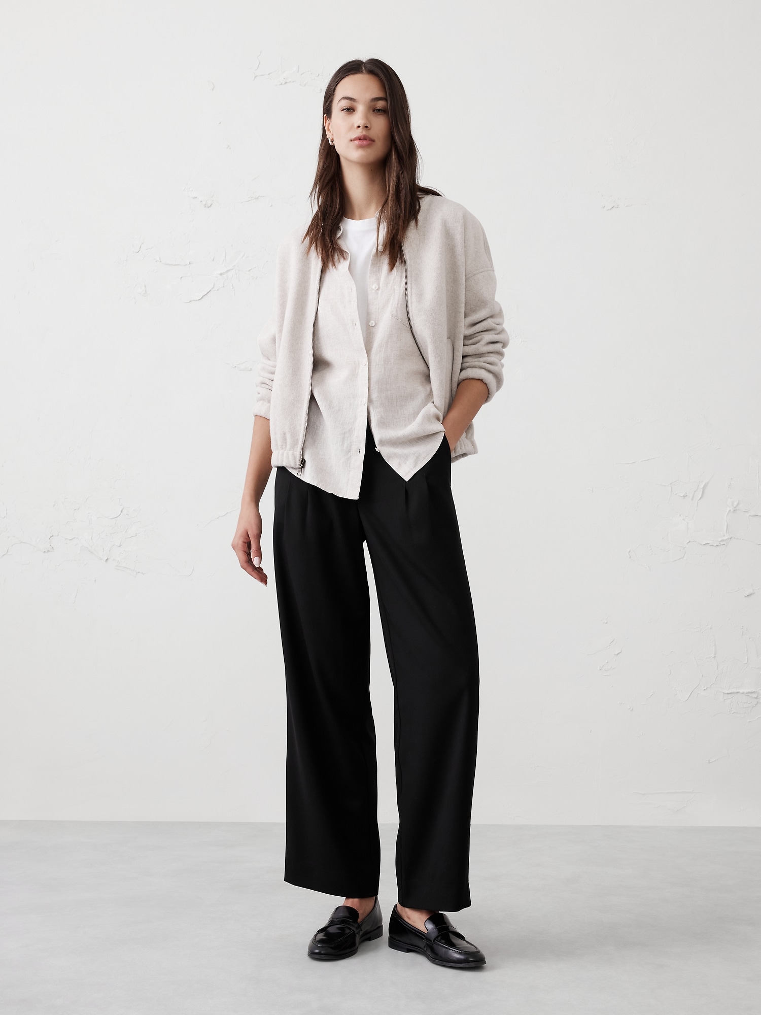 High-Rise Wide-Leg Pleated Pant