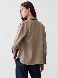 【2plan】24FW★ [LAN ARCHIVE] Western suede shirt Button Down Shirt in Suede - Charcoal | CO