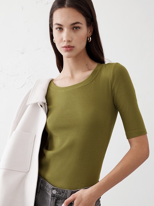 Ribbed Elbow-Sleeve T-Shirt, photo 18 of 20