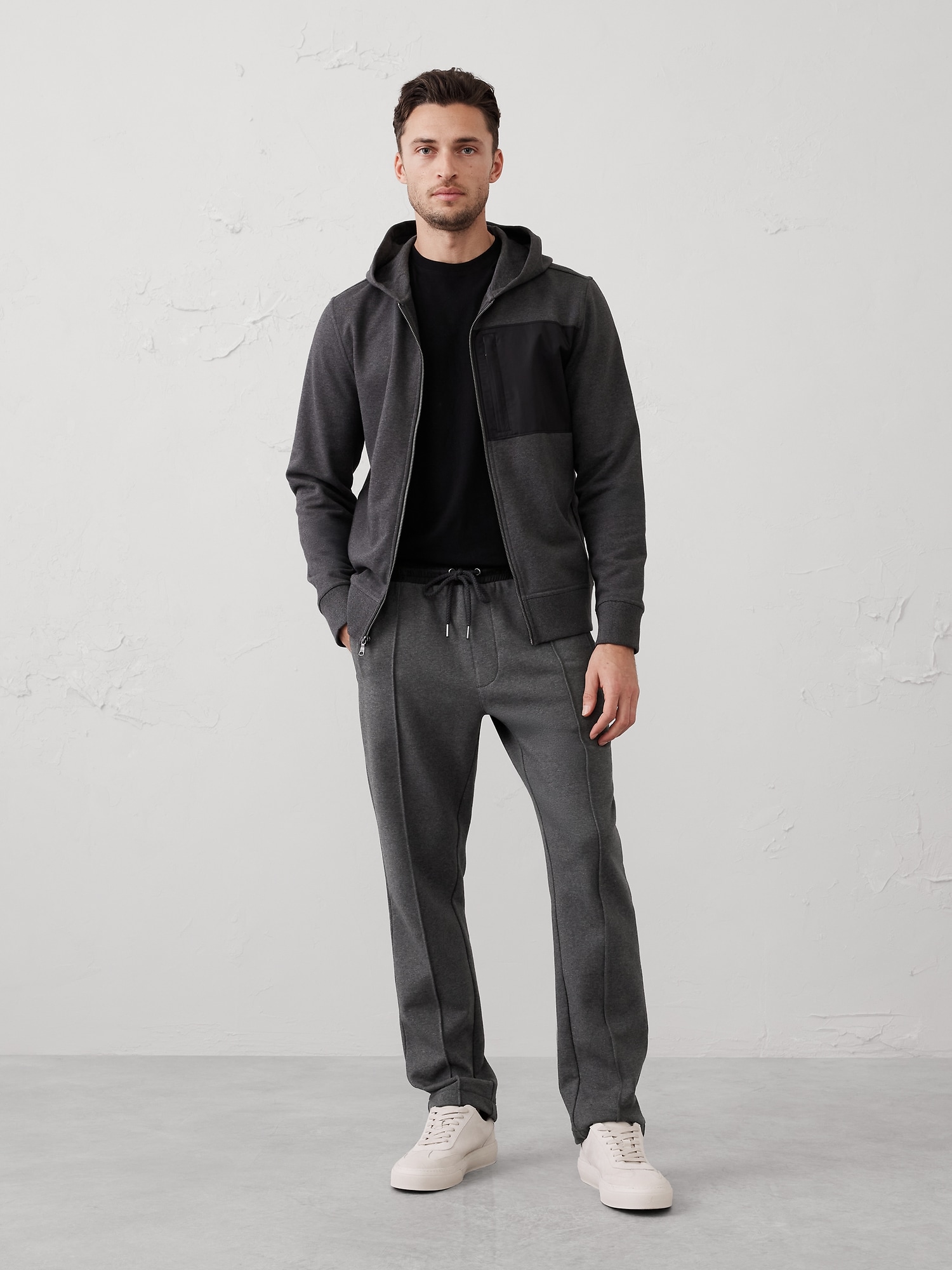 Mixed Media Track Pant - Gray