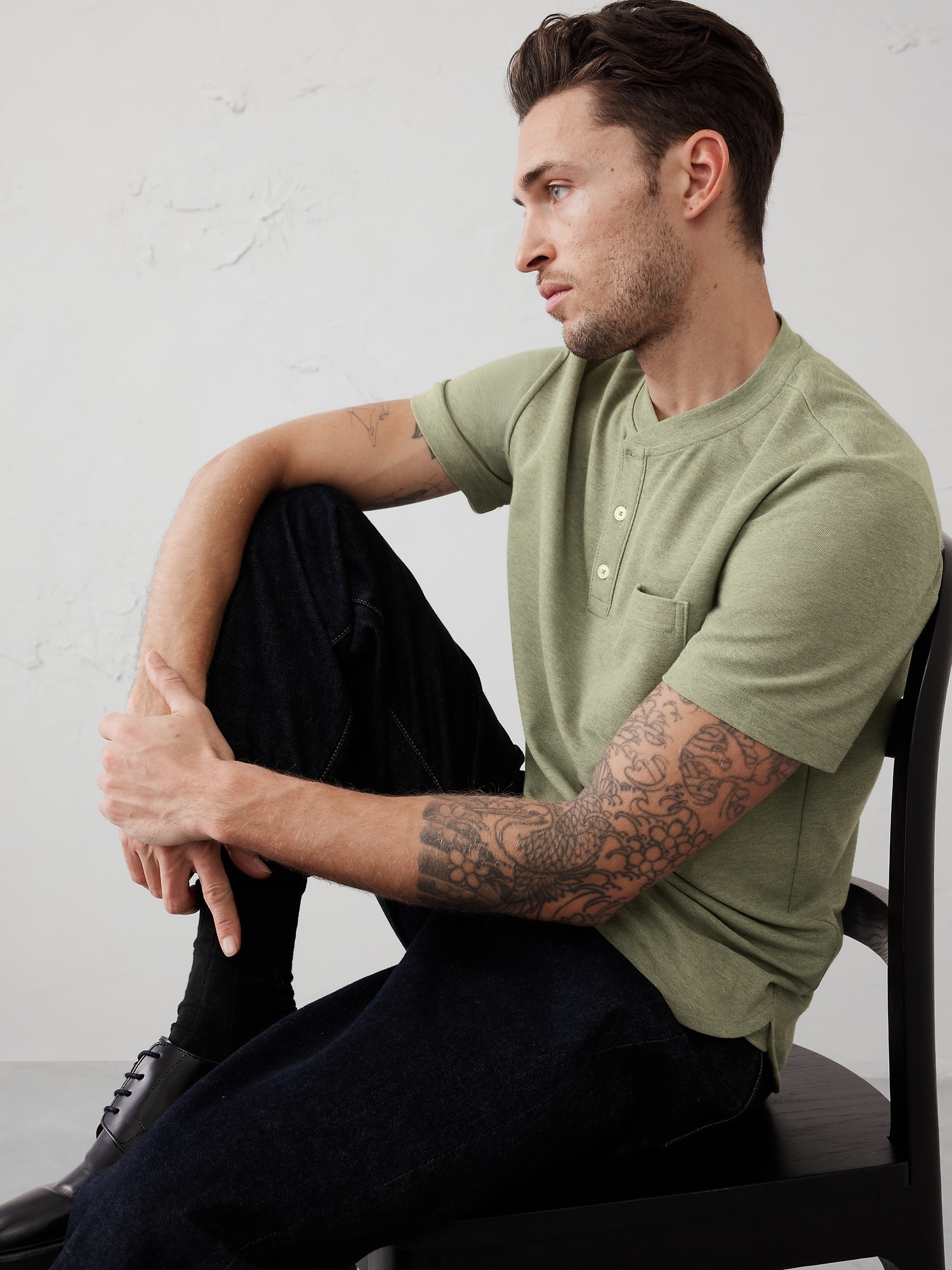 Honeycomb Pique Henley