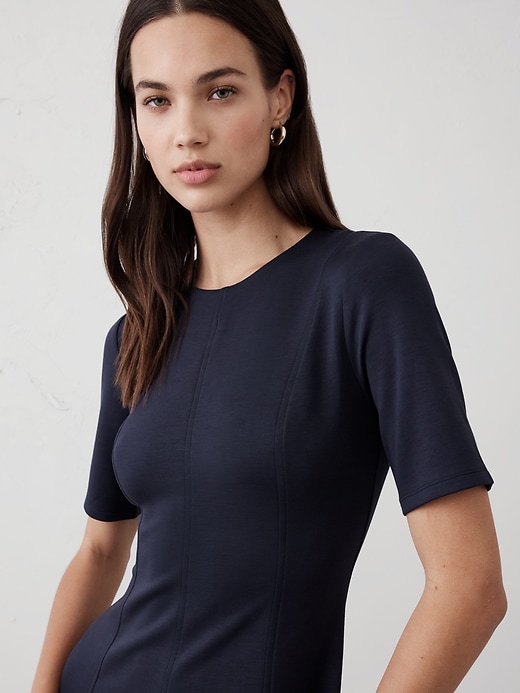 Soft Touch Scuba Seamed Midi Dress