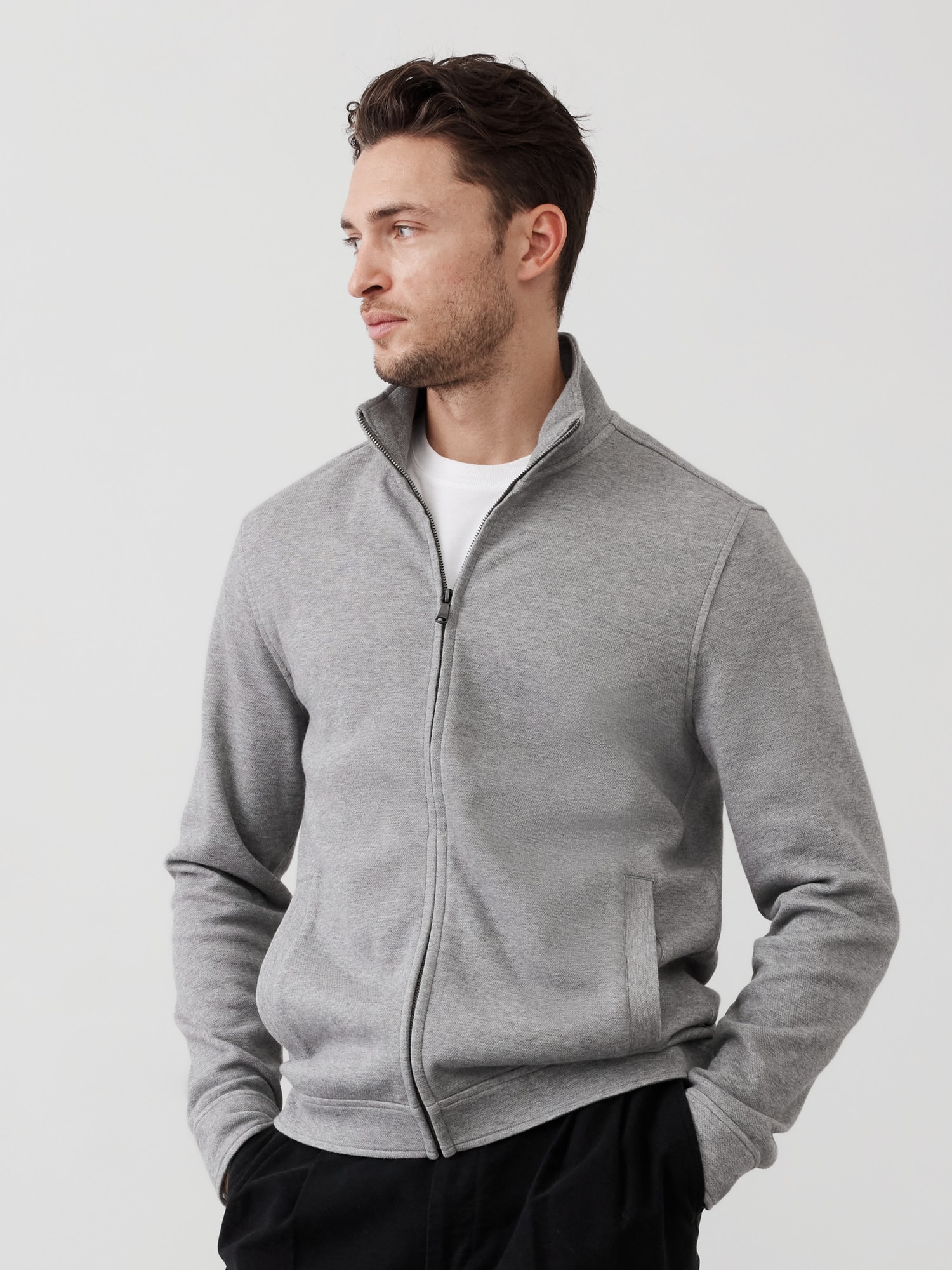 Pique Mock-Neck Jacket