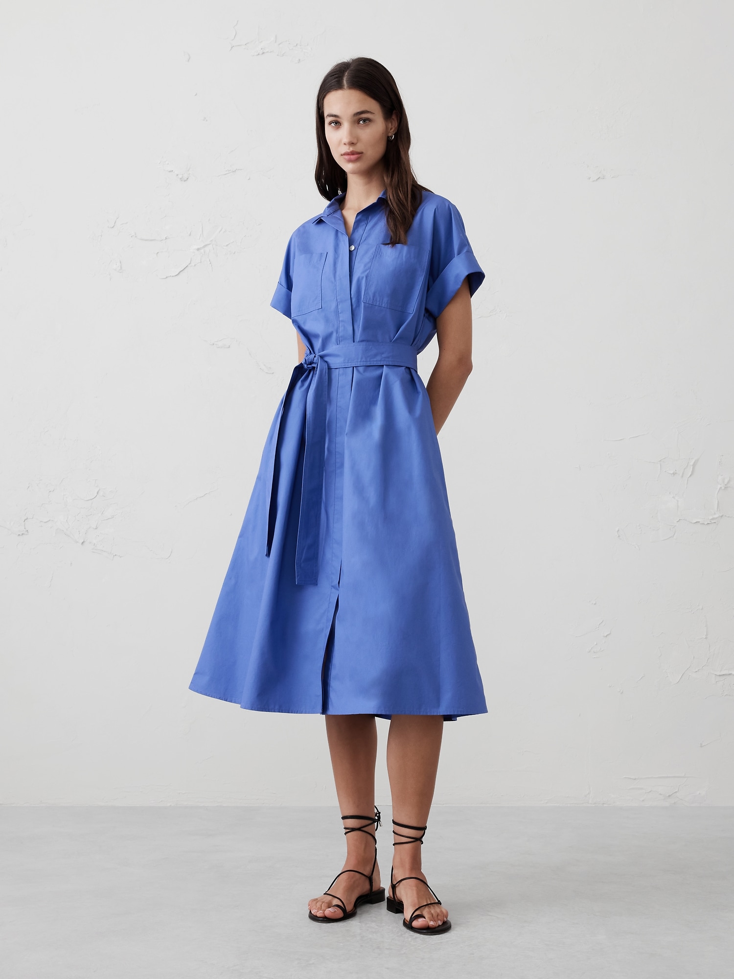 Tie-Waist Midi Shirtdress